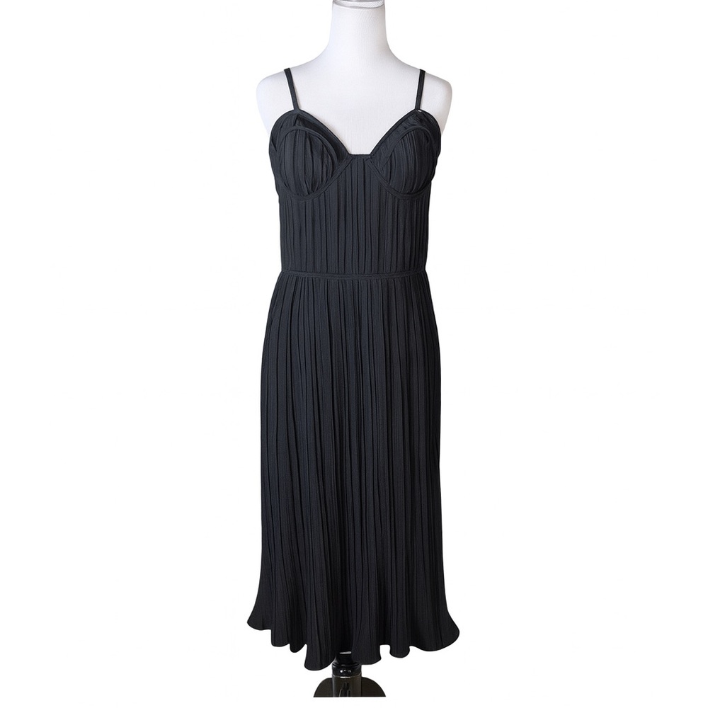 DKNY Black Ruffle Pleated Bustier Dress Womens Size 4 NEW $139